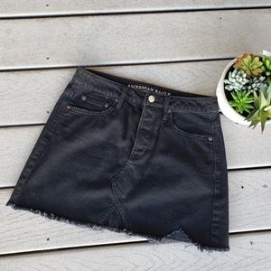 American Eagle Black Distressed Button up Skirt